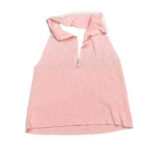 Forever 21 ribbed baby pink halter open back crop  top